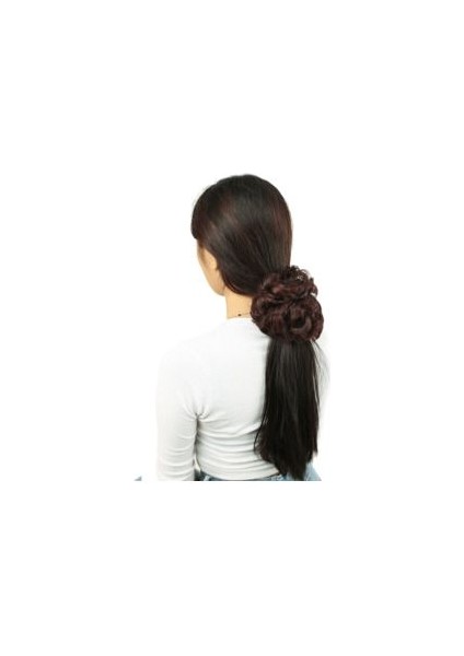 Yoğun Fiber Sentetik Lastikli Topuz Toka / Koyu Kızıl / (CLZ175)