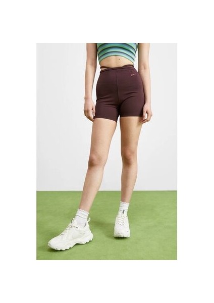 Sportswear Everyday High-Waisted Biker Kahverengi Kadın Şort