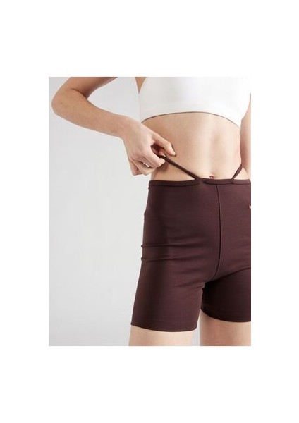 Sportswear Everyday High-Waisted Biker Kahverengi Kadın Şort modelleri