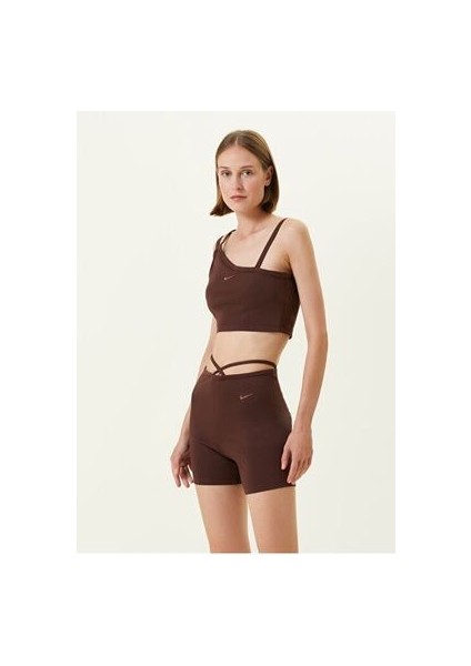 Sportswear Everyday High-Waisted Biker Kahverengi Kadın Şort fırsatları