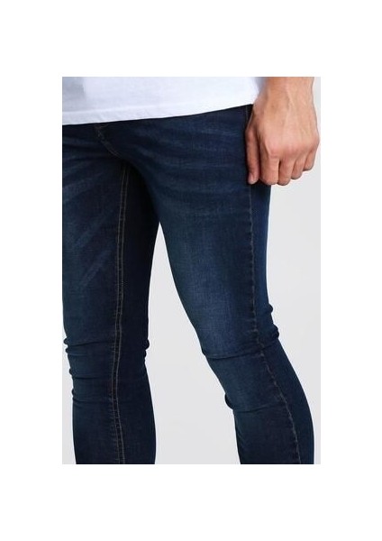 Erkek Lacivert Slim Fit Likralı Dar Paça Kot Pantolon Denim Jean fiyatları