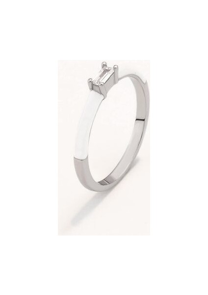 Baget Zirkon Taşlı Beyaz Mineli Yüzük