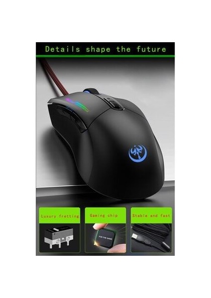 Profesyonel Rgb LED Işıklı Oyuncu Mouse 800-3200 Ayarlanabilir Dpi Gaming Mouse