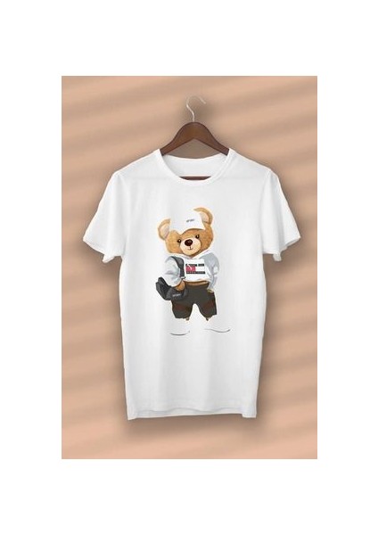 Teddy Bear - Sport Cool Baskılı Organik Pamuk Siyah Unisex - Kadın - Erkek - T-Shirt