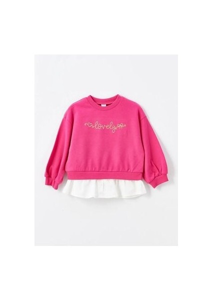 Lcw Baby Bisiklet Yaka Uzun Kollu Baskılı Kız Bebek Sweatshirt