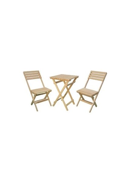 Ahşap Balkon Bahçe Mutfak 3'lü Bistro Set Katlanır 2 Sandalye 1 Masa Takım 50X50CM Nat MB247