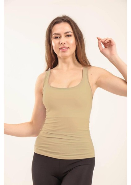 Kadın Basic Geniş Askılı Uzun Penye Body 1068