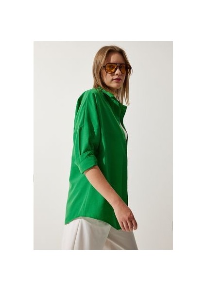 Oversize Basic Gömlek Koyu Yeşil LDD0003 fiyatları