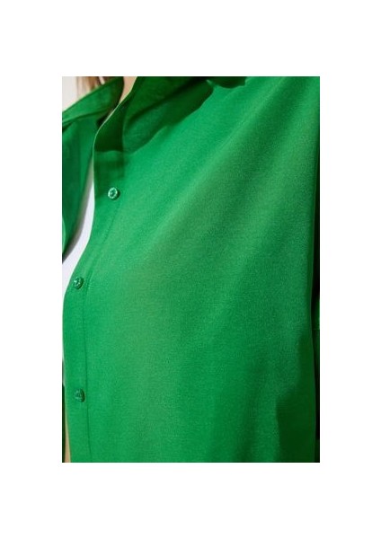 Oversize Basic Gömlek Koyu Yeşil LDD0003 indirimleri