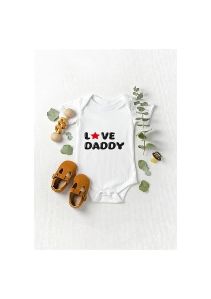 Kısa Kollu %100 Pamuklu Love Daddy Yazılı Bebek Body Zıbın