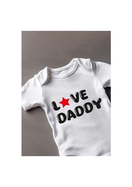 Kısa Kollu %100 Pamuklu Love Daddy Yazılı Bebek Body Zıbın