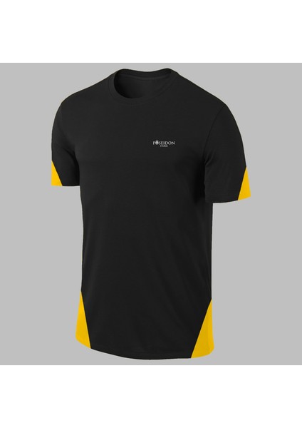 Yeni Seri Büyük Beden Erkek Siyah Dri-Fit Kumaş Fit Yuvarlak Yaka Kısa Kol T-Shirt (4xl- 10XL)