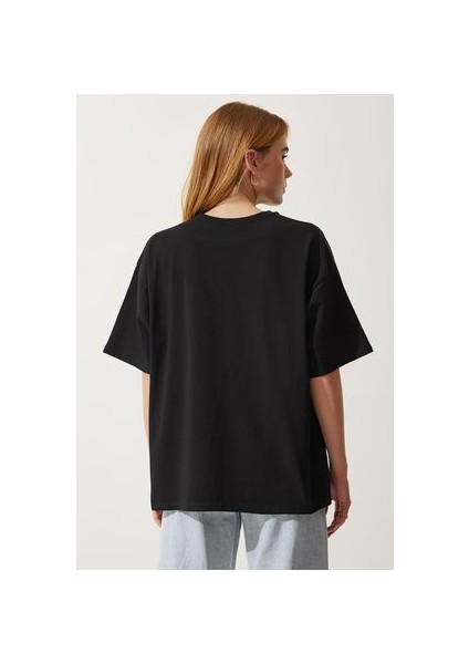 Basic Oversize Örme T-Shirt Siyah indirimleri