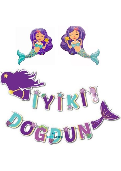 Deniz Kızı Iyi Ki Doğdun Mini Shap Balonlu Set