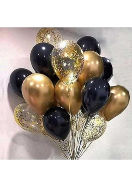 Gece Mavisi Gold Konfetili Latex Balon Set