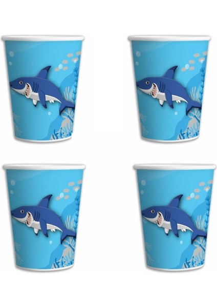 Köpek Balığı Teması Karton Bardak 8 Adet