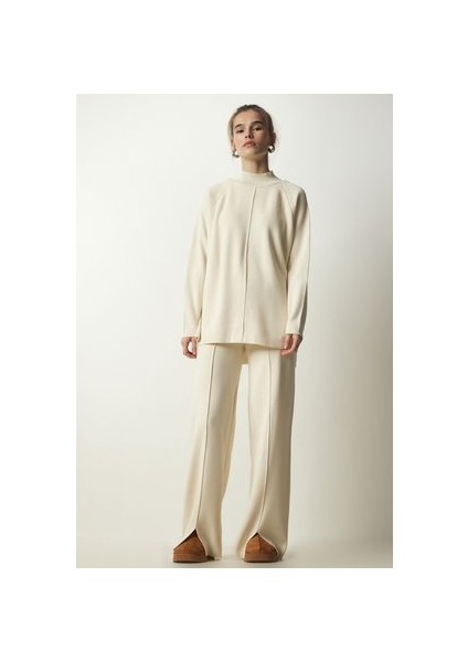 Şık Triko Kazak Pantolon Takım Krem fiyatları