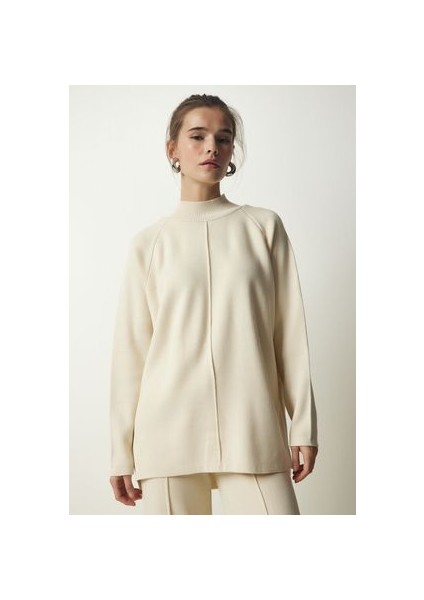 Şık Triko Kazak Pantolon Takım Krem modelleri