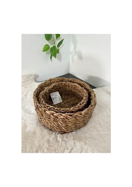 Hasır Sepet Yuvarlak Düzenleyici Sepet 2 Li Sepet modelleri