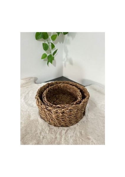 Hasır Sepet Yuvarlak Düzenleyici Sepet 2 Li Sepet fırsatları