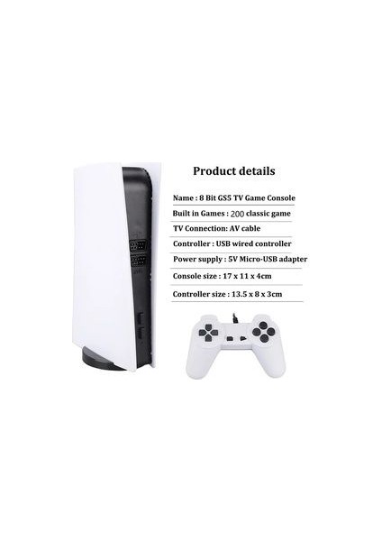 Tv Oyun Konsolu Gs5 Çift Kollu Kablolu 200 Oyun Yüklü Nostaljik Atari modelleri