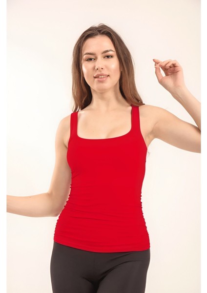 Kadın Basic Geniş Askılı Uzun Penye Body 1068