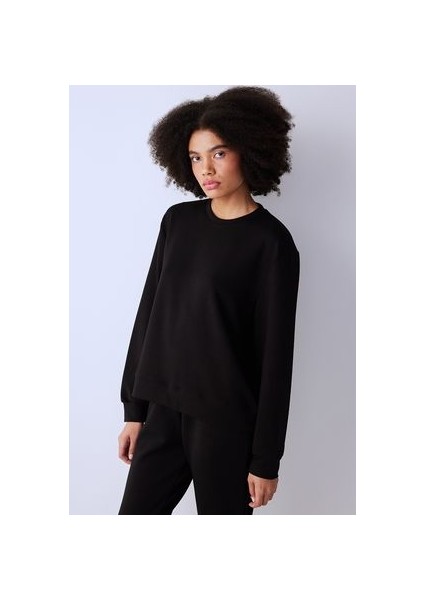 Silky Feel Basic Siyah Sweatshirt