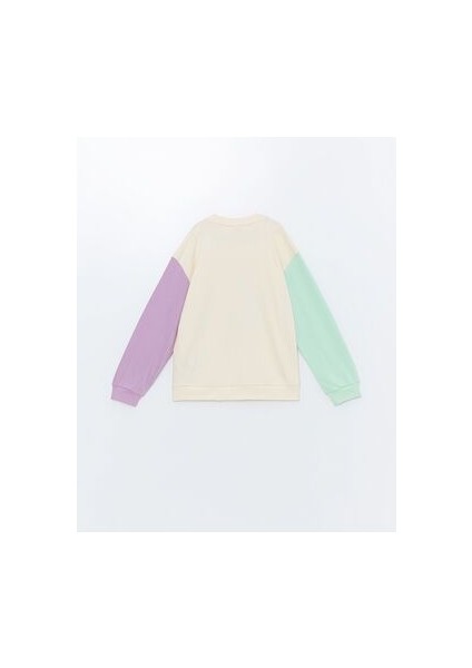 Lcw Bisiklet Yaka Baskılı Uzun Kollu Kız Çocuk Sweatshirt modelleri