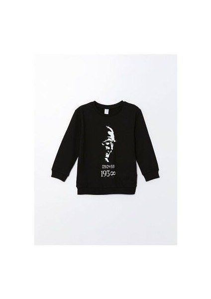 Bisiklet Yaka Uzun Kollu Atatürk Baskılı Erkek Bebek Sweatshirt