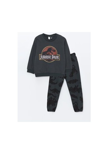 Lcw Bisiklet Yaka Jurassic Park Baskılı Erkek Bebek Eşofman Takım