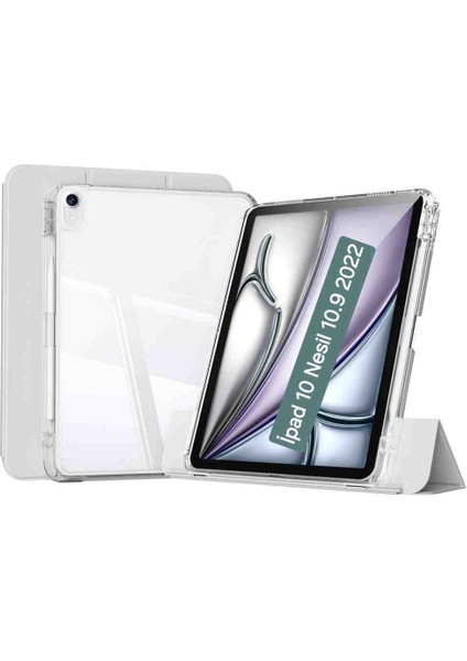Ipad 10.nesil 2022 10.9" M1 A2696 A2757 Kılıf Pen Charge Şeffaf Kalem Bölmeli Case