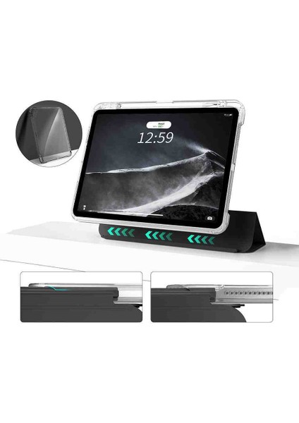 Ipad 10.nesil 2022 10.9" M1 A2696 A2757 Kılıf Pen Charge Şeffaf Kalem Bölmeli Case fırsatları