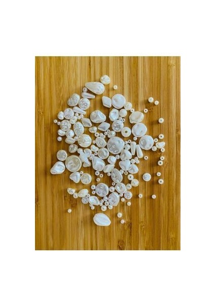 25 gr Karışık Krem,beyaz Lüks Barok Inci Akrilik Şekilsiz Formsuz Inci