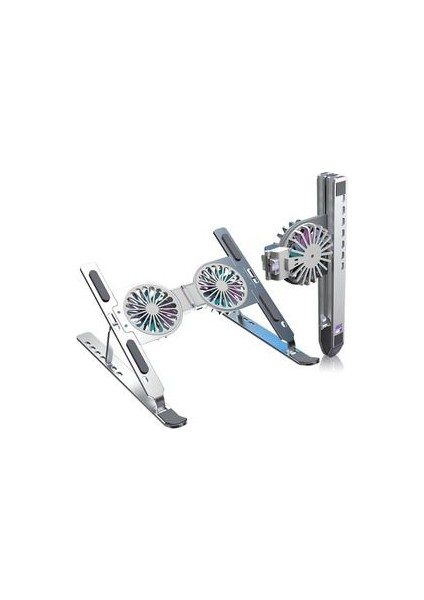 Toxy Katlanabilir Bilgisayar Tablet Standı Alüminyum 7 Seviye Ayarlanabilir Dizüstü Soğutma Pedi Fan