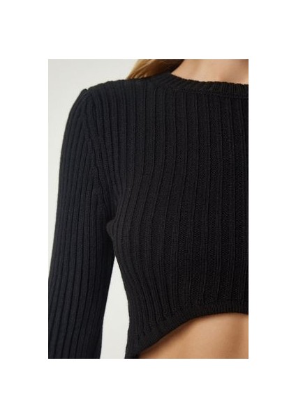 Fitilli Crop Etek Triko Takım Siyah LPF0053 fırsatları