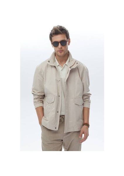 Bej Oversize Fit Dik Yaka Casual Dokuma Mont fiyatları