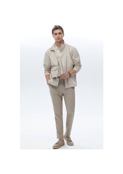 Bej Oversize Fit Dik Yaka Casual Dokuma Mont fırsatları