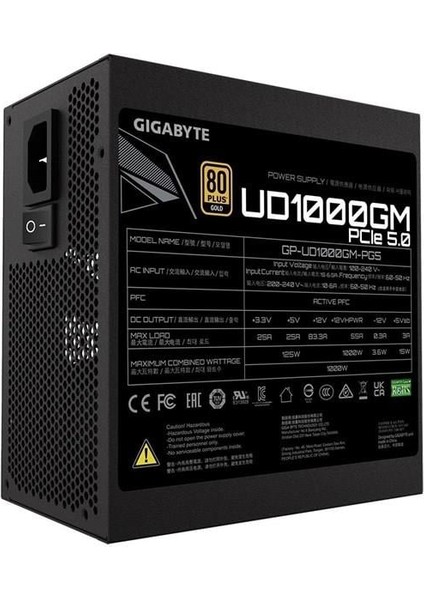 Gıgabyte 1000W 80+ Gold GP-UD1000GM Pg5 Pcıe 5.0 Tam Modüler Power Supply