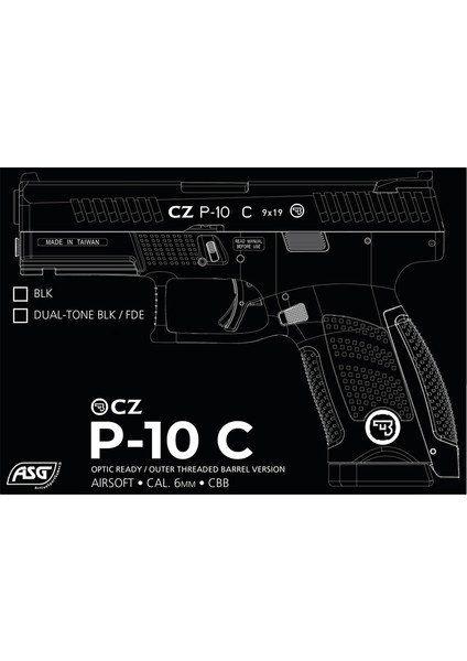 Asg Cz P-10C Or-Ot Siyah Airsoft Tabanca