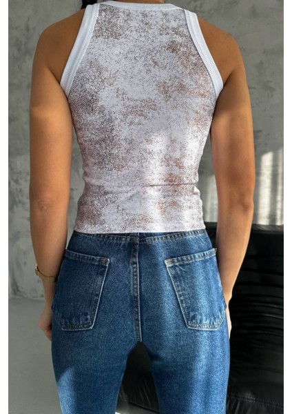 Kadın Sim Baskılı Kolsuz Kaşkorse Body 1065 fırsatları