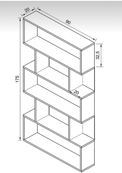 Mdf Beyaz 6 Raflı Kitaplık