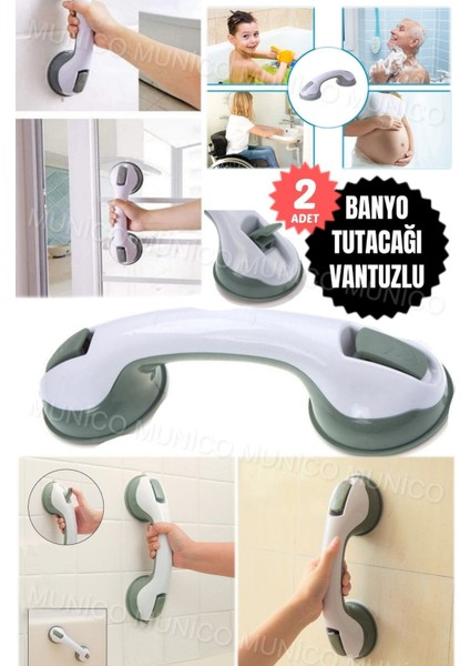 2 Adet Yaşlılar Için Güvenli Banyo Tutamağı Vantuzlu Emniyet Kolu Güçlü Kavrama Banyo