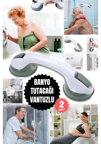 2 Adet Yaşlılar Için Güvenli Banyo Tutamağı Vantuzlu Emniyet Kolu Güçlü Kavrama Banyo