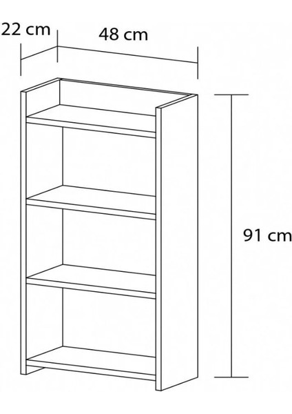 Mdf Beyaz 4 Raflı Yonca Kitaplık