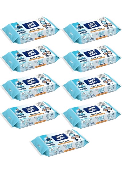Sihirli Bez Kireç & Pas Yüzey Temizlik Havlusu 50 Yaprak Plastik Kapaklı (9 Lu Set) 350 Yprk