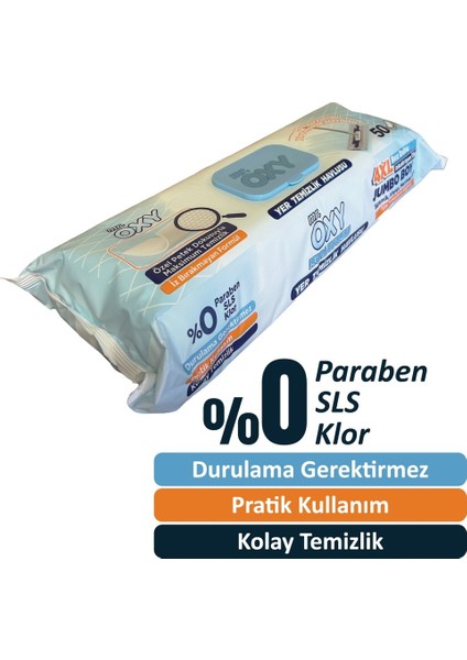 Yüzey Temizlik Havlusu Mop Uyumlu 50 Yaprak Plastik Kapaklı 4'lü Set 200 Yaprak