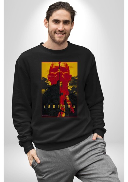 Ironman Film Karekterler Oyuncular Kadın Erkek Siyah Sweatshirt