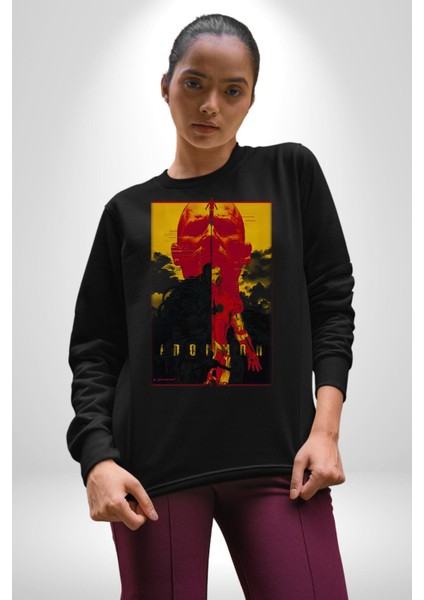 Ironman Film Karekterler Oyuncular Kadın Erkek Siyah Sweatshirt