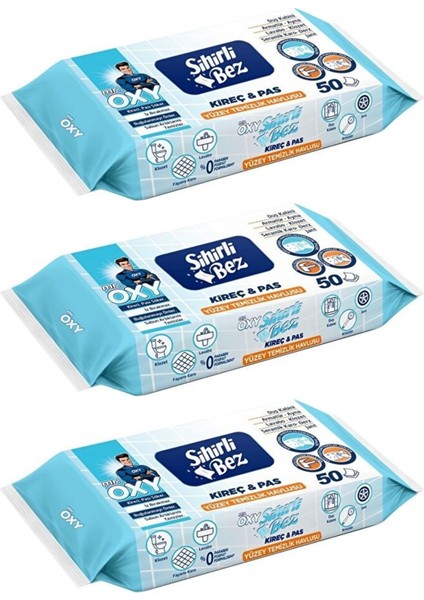 Sihirli Bez Kireç & Pas Yüzey Temizlik Havlusu 50 Yaprak Plastik Kapaklı (3 Lü Set) 150 Yprk