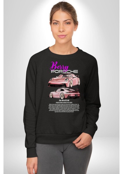 Berry Porsche 911 Gt3 Rs Kadın Erkek Siyah Sweatshirt